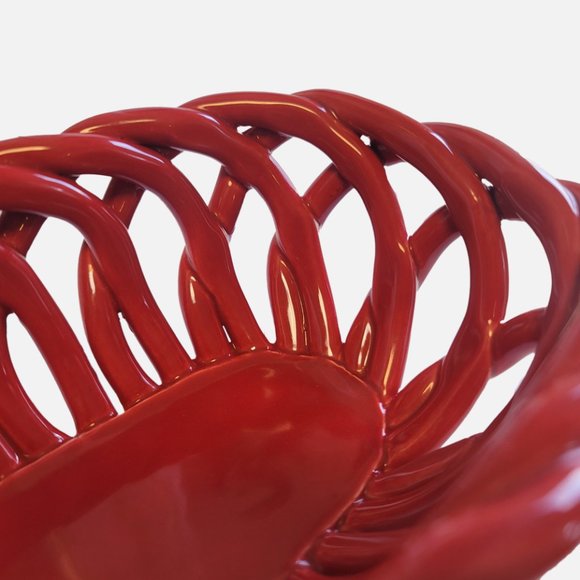 BELLA Handcrafted Red Braided Bread Basket - Picture 4 of 9